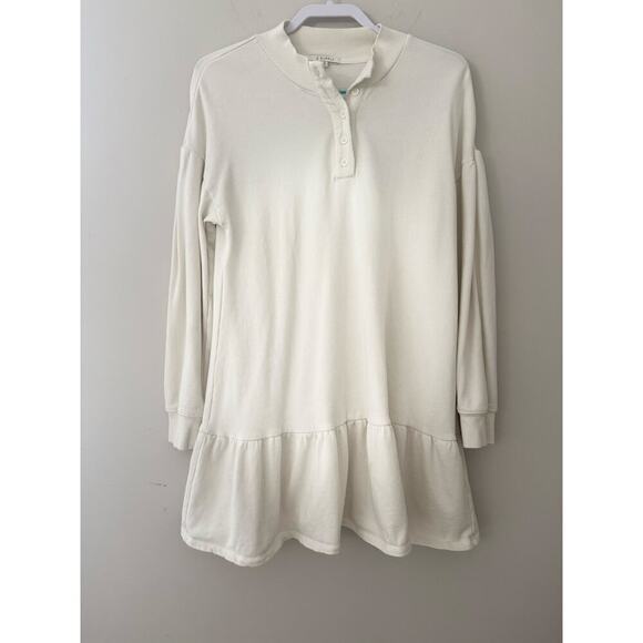 Z SUPPLY Dress Cream Dress Henley Cream Drop Waist Ruffled Comfy Casual Size M - Picture 2 of 9